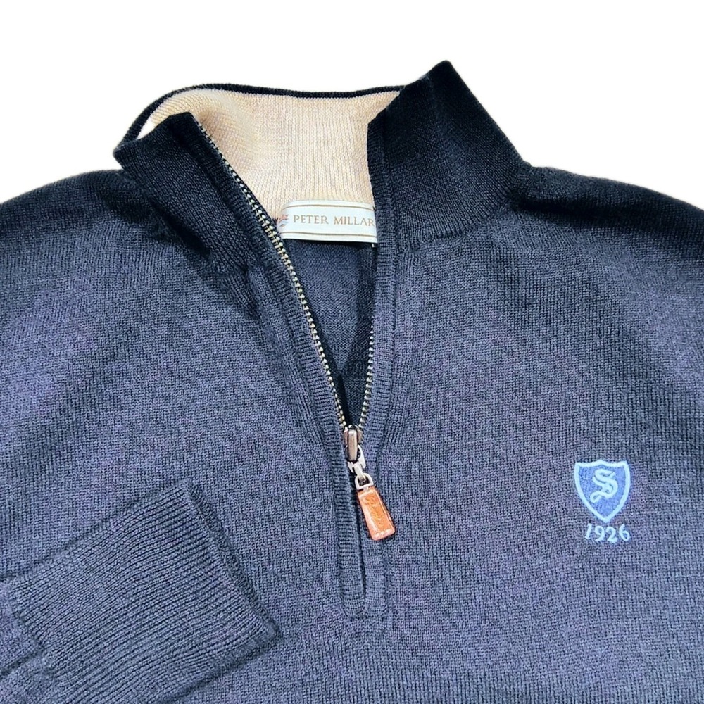 Peter Millar 1/4 Zip Sweater Mens Small Merino Wool Sedgefield Country Club NC